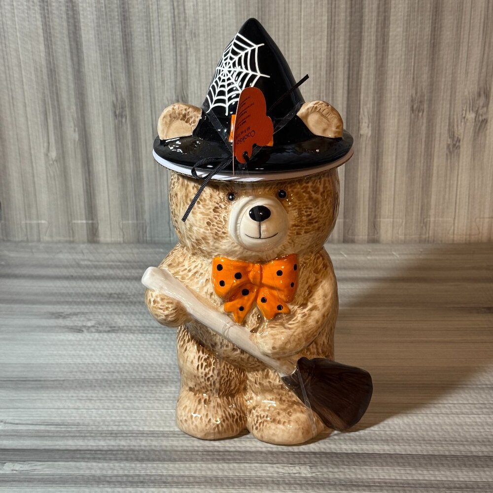 Viral Tik Tok Creepy Critters 11” Halloween Teddy Bear Witch Cookie Jar - New
